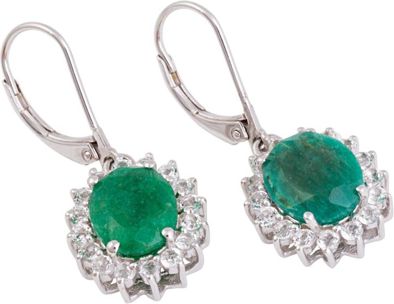 Firetti Paar Ohrhänger Schmuck Geschenk Silber 925 Ohrschmuck Patentbrisur Edelstein Smaragd, mit Smaragd (beh), Topas von Firetti