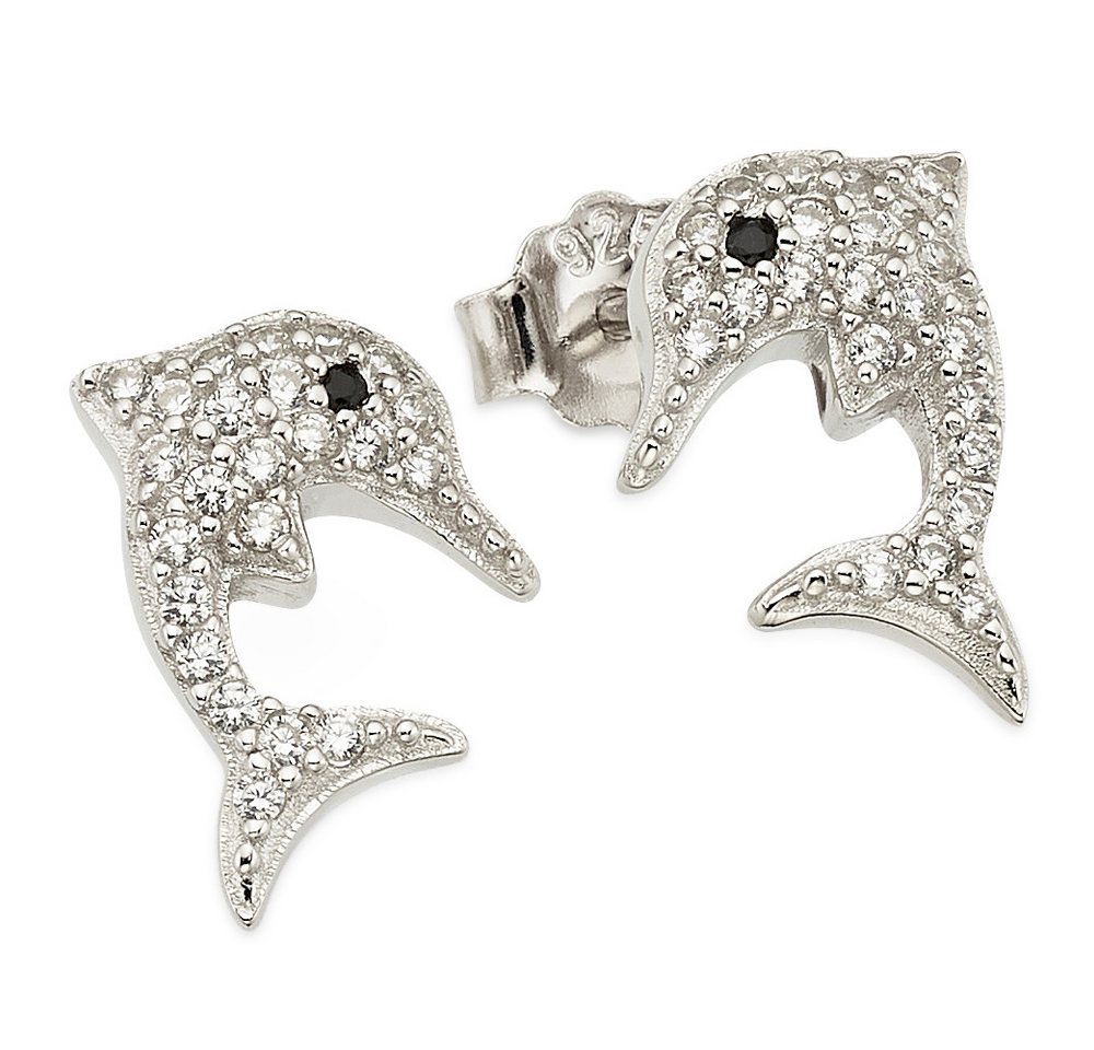 Firetti Paar Ohrstecker Delphin-Optik Silber 925, mit Zirkonia (synth) von Firetti
