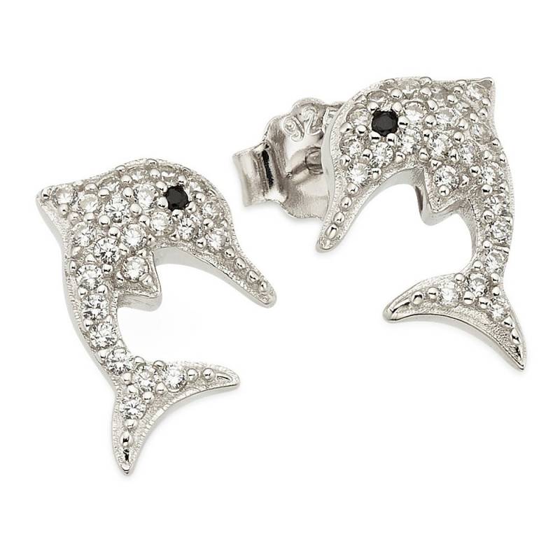 Firetti Paar Ohrstecker Delphin-Optik Silber 925, mit Zirkonia (synth) von Firetti