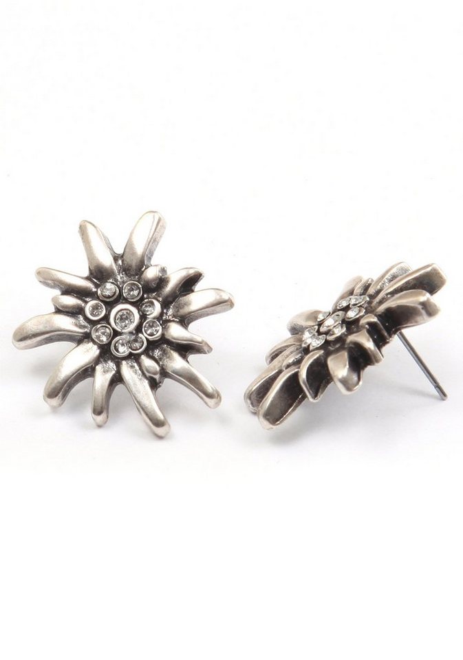 Firetti Paar Ohrstecker Edelweiß groß, mit Glasstein von Firetti