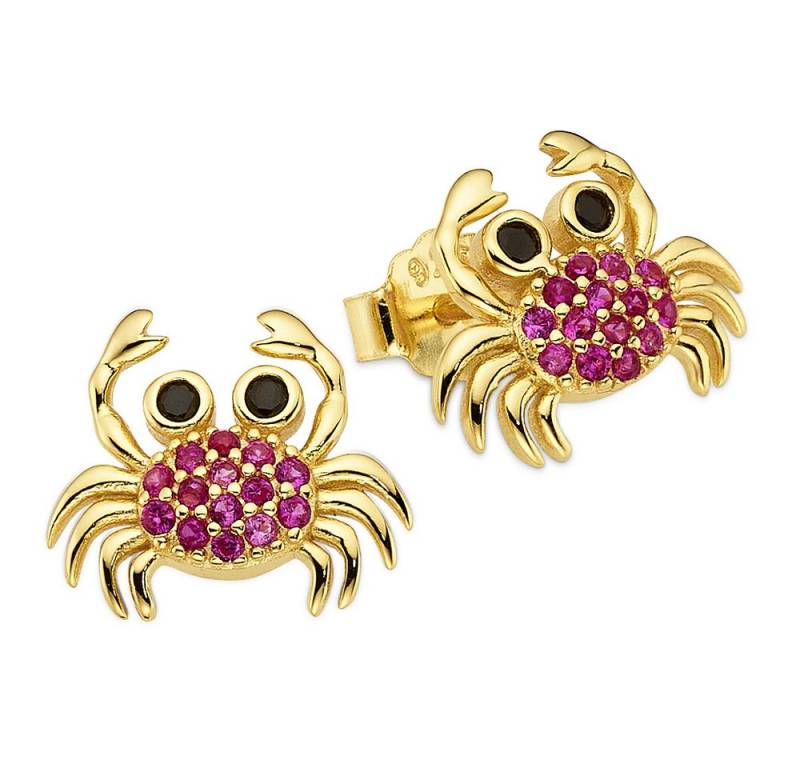 Firetti Paar Ohrstecker Krabben-Desgin Silber gelbgoldfarben vergoldet, mit Zirkonia (synth) von Firetti