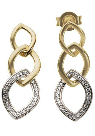 Firetti Paar Ohrstecker Schmuck Geschenk Gold 585 Ohrschmuck Rautenoptik, mit Brillant - Krappenfassung von Firetti