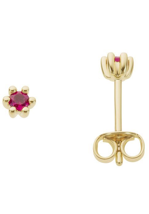 Firetti Paar Ohrstecker Schmuck Geschenk Gold 333 Ohrschmuck Farbstein Edelstein Rubin, mit Rubin von Firetti