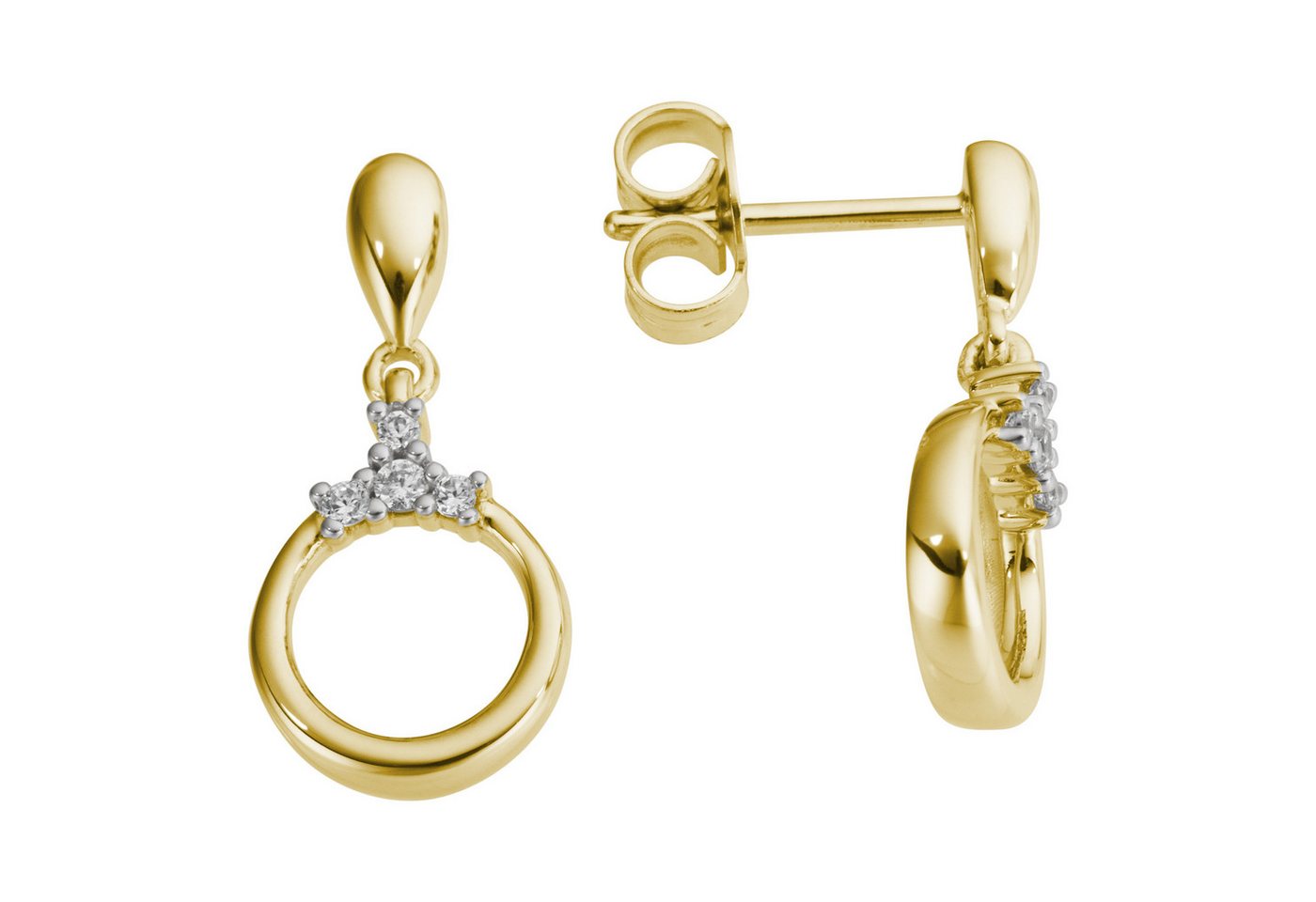 Firetti Paar Ohrstecker Schmuck Geschenk Gold 333 Ohrschmuck Ohrringe Kreis rund, mit Brillanten von Firetti
