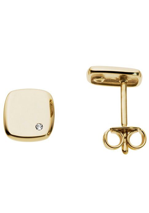 Firetti Paar Ohrstecker Schmuck Geschenk Gold 333 Ohrschmuck Viereck, mit Brillant - eingeriebene Fassung von Firetti