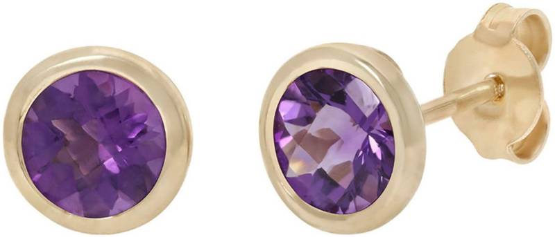 Firetti Paar Ohrstecker Schmuck Geschenk Gold 585 Ohrschmuck Ohrringe Solitär, mit Peridot oder Amethyst von Firetti