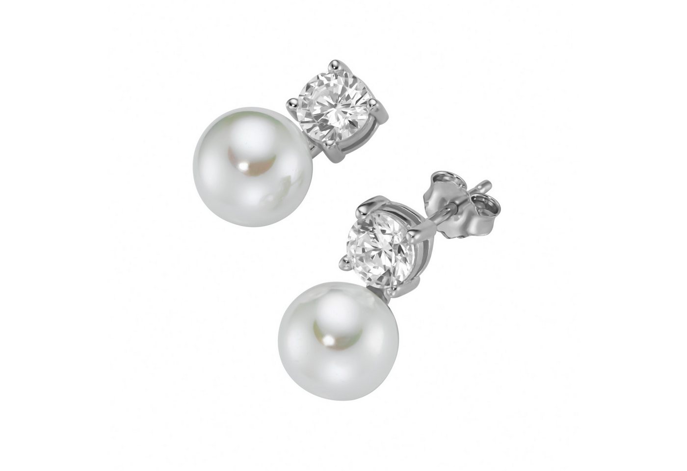 Firetti Paar Ohrstecker Schmuck Geschenk Silber 925 Ohrschmuck Ohrringe, mit Zirkonia (synth) - mit Muschelkernperle von Firetti