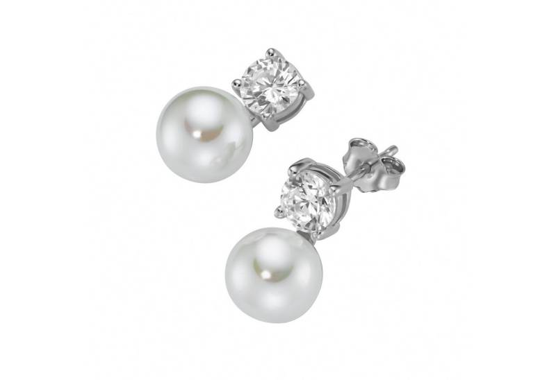 Firetti Paar Ohrstecker Schmuck Geschenk Silber 925 Ohrschmuck Ohrringe, mit Zirkonia (synth) - mit Muschelkernperle von Firetti
