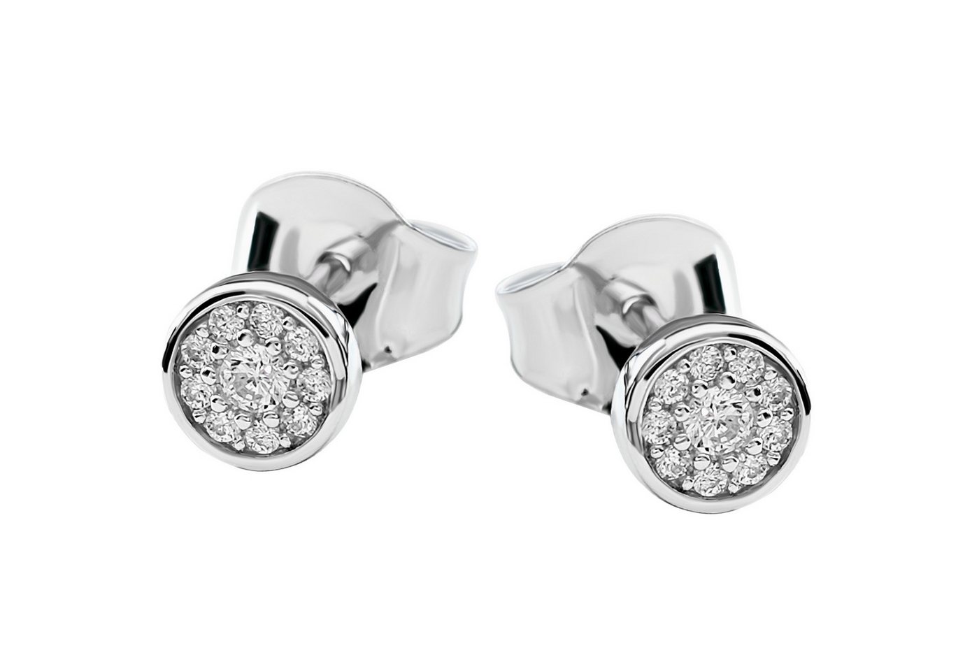 Firetti Paar Ohrstecker Schmuck Geschenk Silber 925 Ohrschmuck Ohrringe Kreis rund, mit Zirkonia (synth) von Firetti