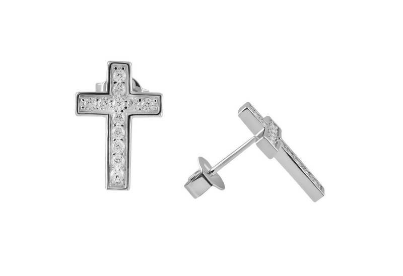 Firetti Paar Ohrstecker Schmuck Geschenk Silber 925 Ohrschmuck Ohrringe Kreuz, mit Zirkonia (synth) von Firetti