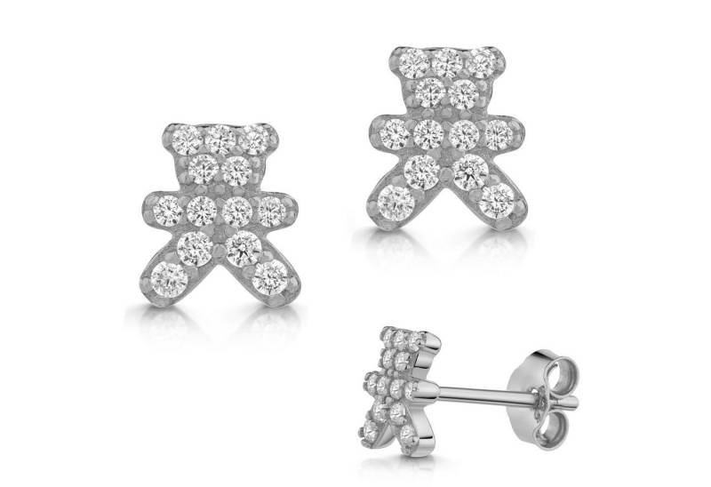 Firetti Paar Ohrstecker Schmuck Geschenk Silber 925 Ohrschmuck Ohrringe Teddy, Made in Germany - mit Zirkonia (synth) von Firetti