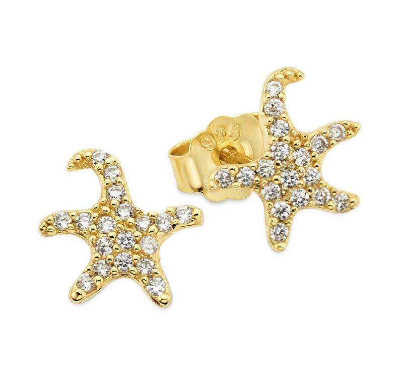 Firetti Paar Ohrstecker Seestern-Design Silber gelbgoldfarben vergoldet, mit Zirkonia (synth) von Firetti