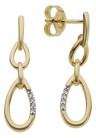 Firetti Paar Ohrstecker Schmuck Geschenk Gold 333 Ohrschmuck Tropfenform, mit Brillant - Krappenfassung von Firetti