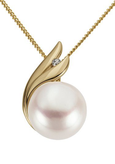 Firetti Perlenanhänger Schmuck Geschenk Gold 333 Halsschmuck Anhänger für Halskette Perle, mit Süßwasserzuchtperle und Brillant von Firetti