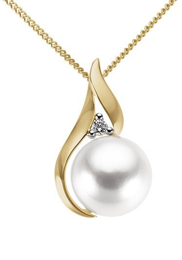 Firetti Perlenanhänger Schmuck Geschenk Gold 333 Halsschmuck Anhänger für Halskette Perle, mit Süßwasserzuchtperle und Brillant von Firetti