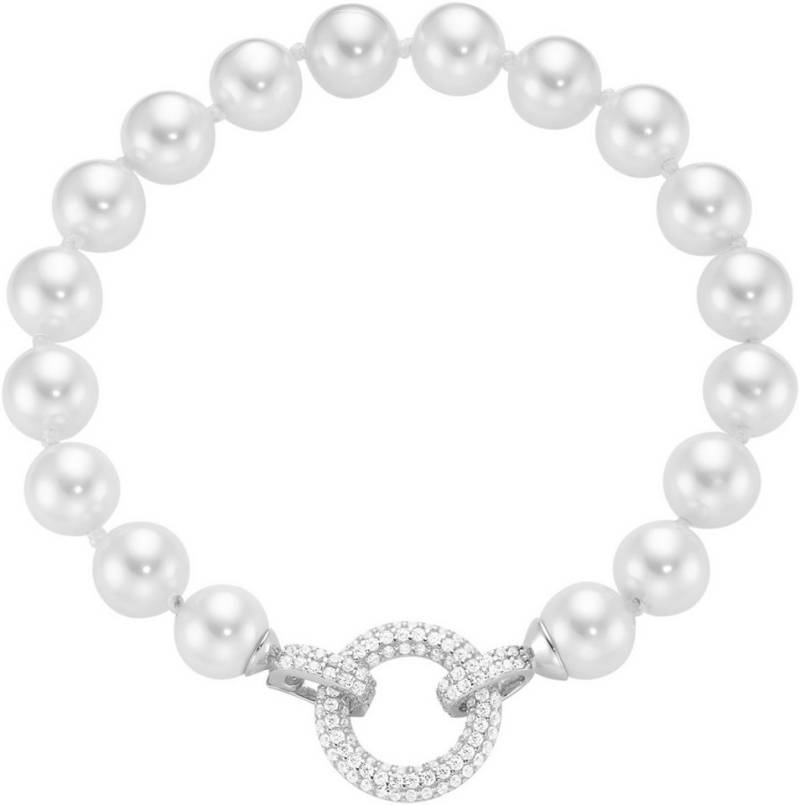 Firetti Perlenarmband Schmuck Geschenk Silber 925 Armschmuck Armband Armkette Glitzer, mit Zirkonia (synth) - mit Muschelperle von Firetti