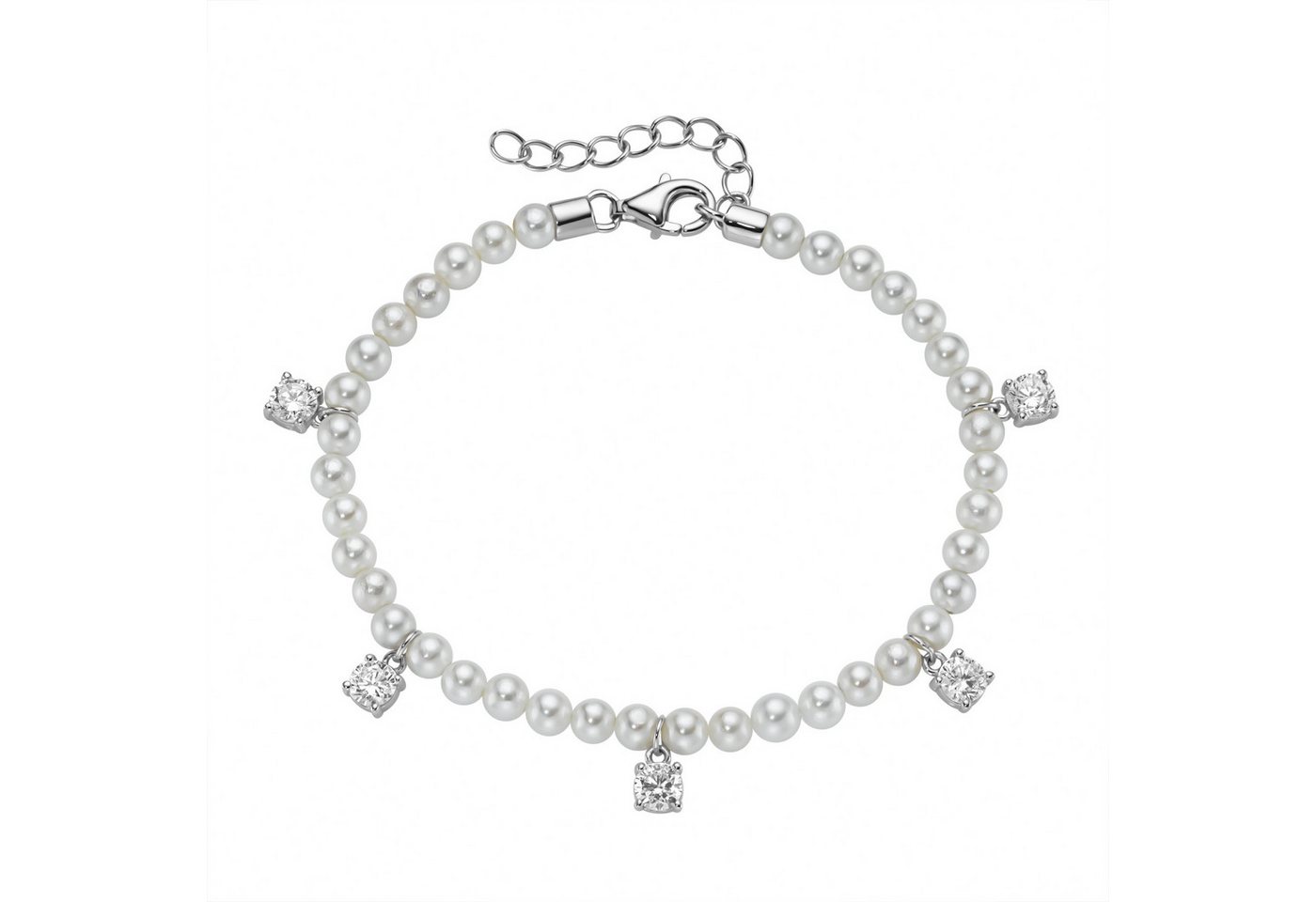 Firetti Perlenarmband Schmuck Geschenk Silber 925 Armschmuck Armkette mit Behang, mit Zirkonia (synth) - mit Muschelkernperle von Firetti
