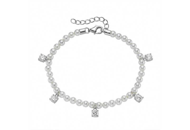 Firetti Perlenarmband Schmuck Geschenk Silber 925 Armschmuck Armkette mit Behang, mit Zirkonia (synth) - mit Muschelkernperle von Firetti