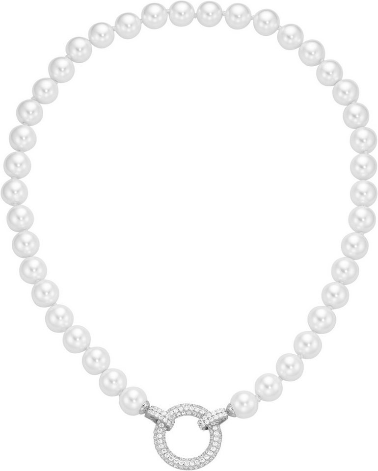 Firetti Perlenkette Schmuck Geschenk Silber 925 Halsschmuck Halskette Glitzer, mit Zirkonia (synth) - mit Muschelperle von Firetti
