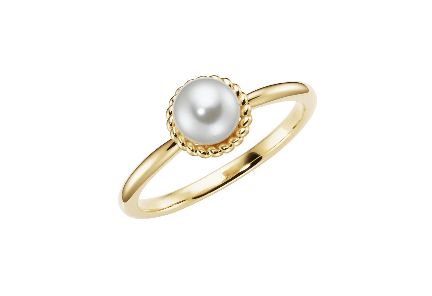 Firetti Perlenring Schmuck Geschenk Silber 925 Damenring Fingerring Rand Kordeloptik, mit Muschelperle von Firetti