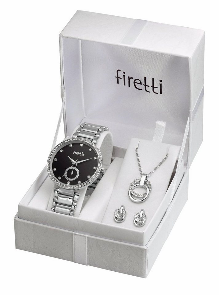 Firetti Quarzuhr, (Set, 4-tlg., inkl. Ohrstecker und Kette mit Anhänger), Damen, ideal auch als Geschenk von Firetti