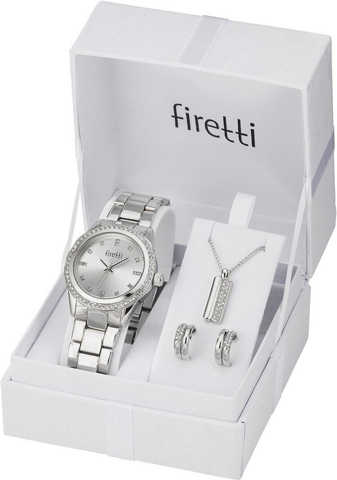 Firetti Quarzuhr, (Set, 4-tlg., inkl. Ohrstecker und Kette mit Anhänger), Damen, ideal auch als Geschenk von Firetti