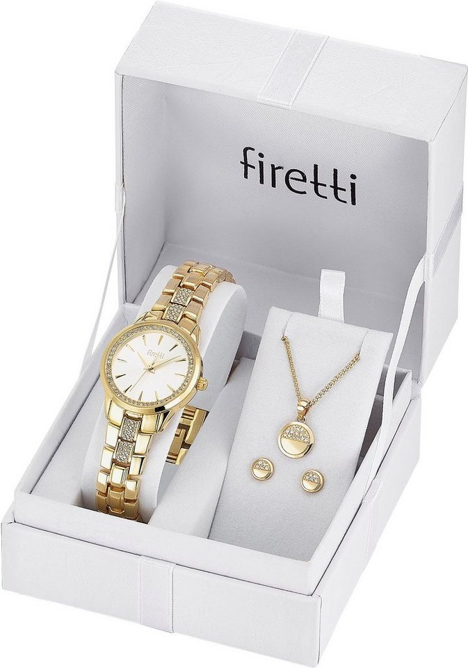 Firetti Quarzuhr, (Set, 5-tlg., mit Anhänger, Kette und 1 Paar Ohrsteckern), Damen, ideal auch als Geschenk von Firetti