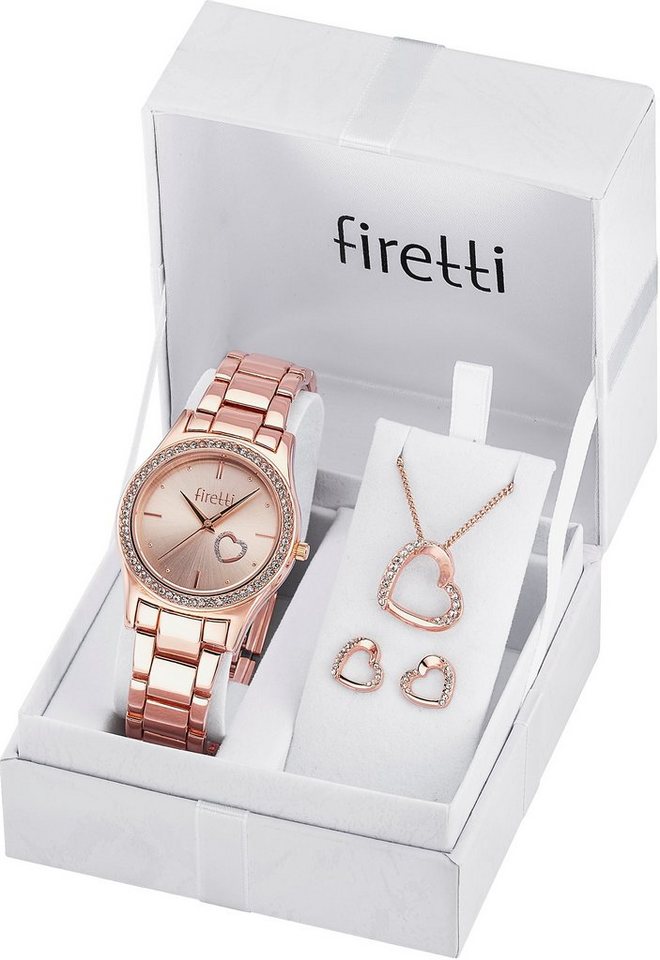 Firetti Quarzuhr, (Set, 5-tlg., mit Anhänger, Kette und 1 Paar Ohrsteckern), Damen, ideal auch als Geschenk von Firetti