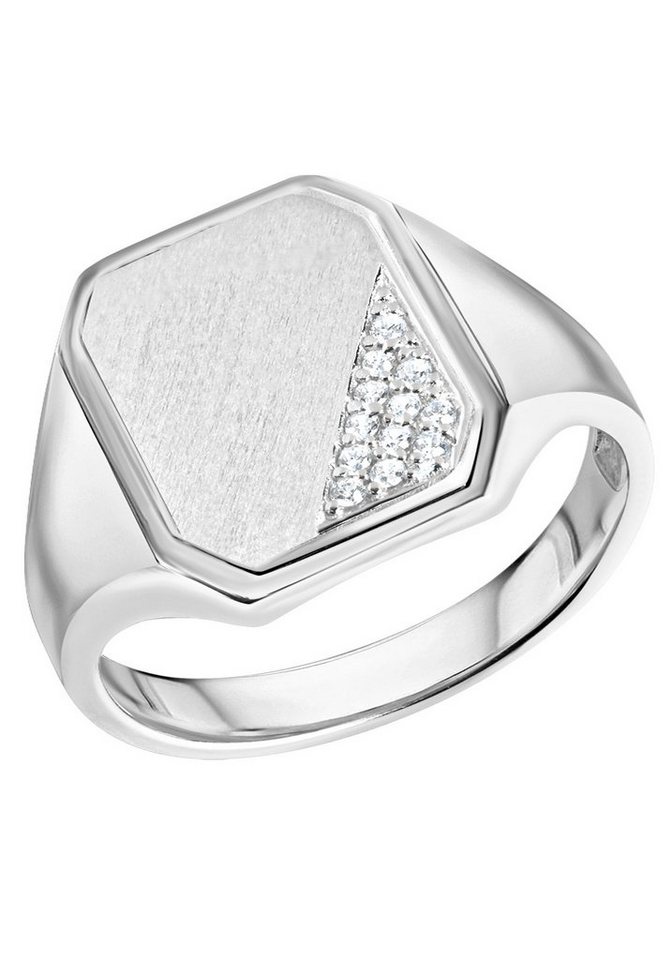 Firetti Fingerring Schmuck Geschenk Silber 925 Herrenring Silberring Siegelring, mit Zirkonia (synth) von Firetti