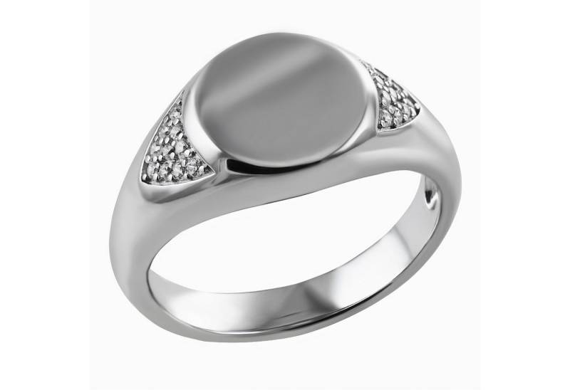 Firetti Siegelring Schmuck Geschenk Silber 925 Damenring Fingerring Ring Kreis rund, mit Zirkonia (synth) von Firetti