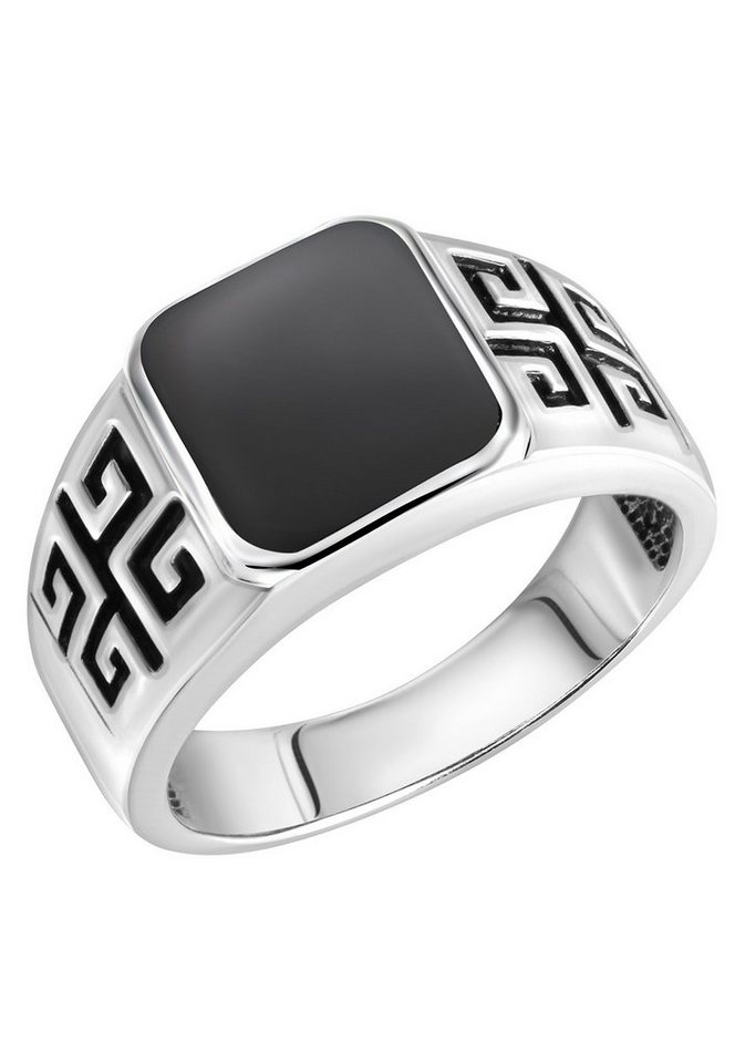Firetti Fingerring Schmuck Geschenk Silber 925 Silberring Mäander, mit Lapislazuli oder Achat von Firetti