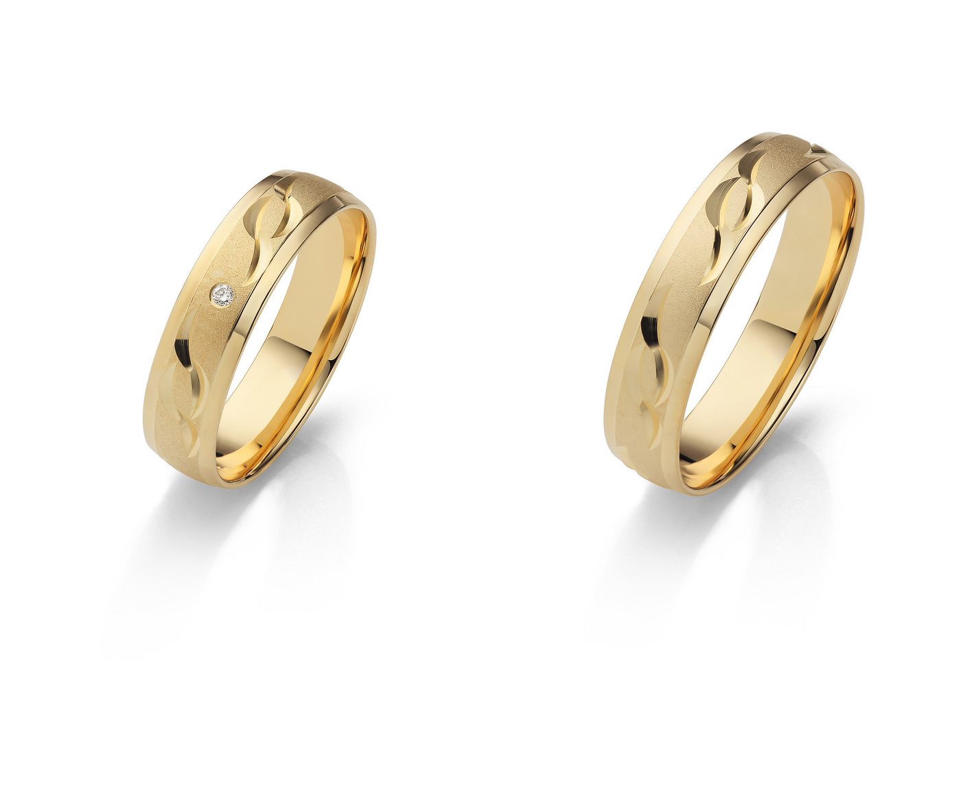 Firetti Trauring Schmuck Geschenk Gold 375 Hochzeit Ehering Partnerring "LIEBE", Made in Germany - wahlweise mit oder ohne Brillant von Firetti