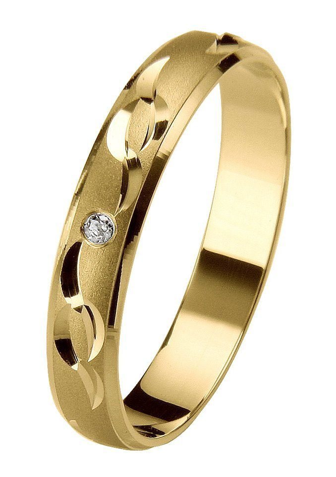 Firetti Trauring Schmuck Geschenk Gold 375 Hochzeit Ehering Trauring "LIEBE", Made in Germany, wahlweise mit oder ohne Brillant von Firetti