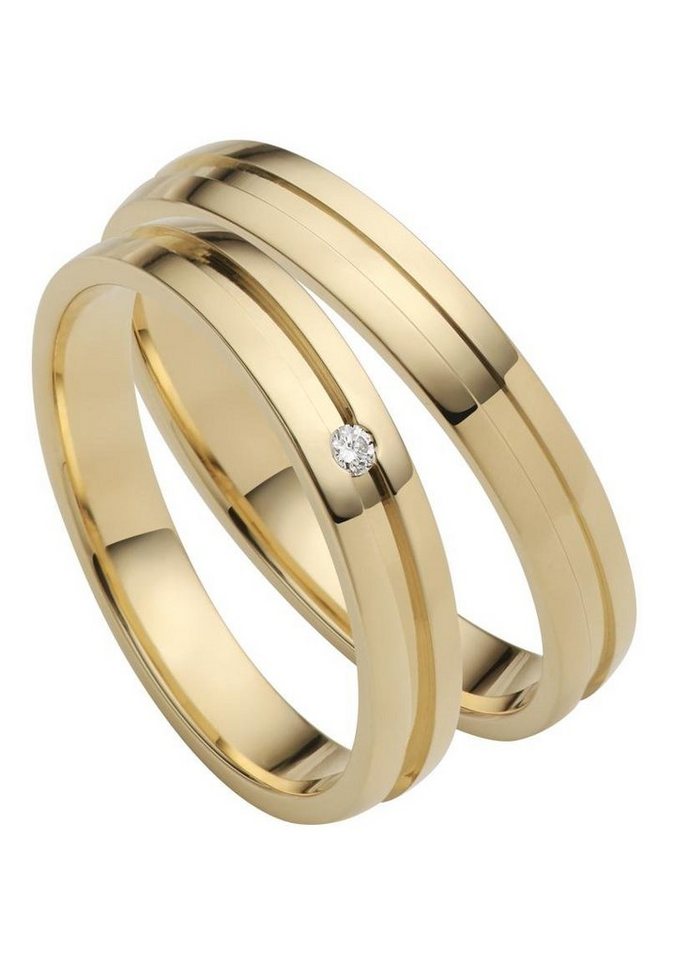 Firetti Trauring Schmuck Geschenk Gold 750 Hochzeit Ehering "LIEBE", Made in Germany, wahlweise mit oder ohne Brillant von Firetti