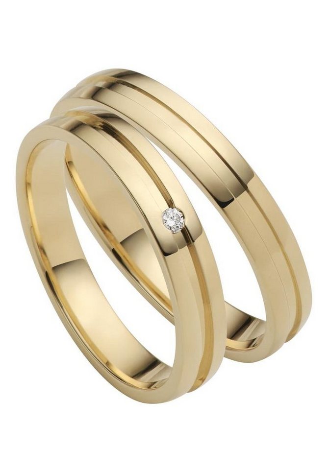 Firetti Trauring Schmuck Geschenk Gold 750 Hochzeit Ehering LIEBE", Made in Germany, wahlweise mit oder ohne Brillant" von Firetti