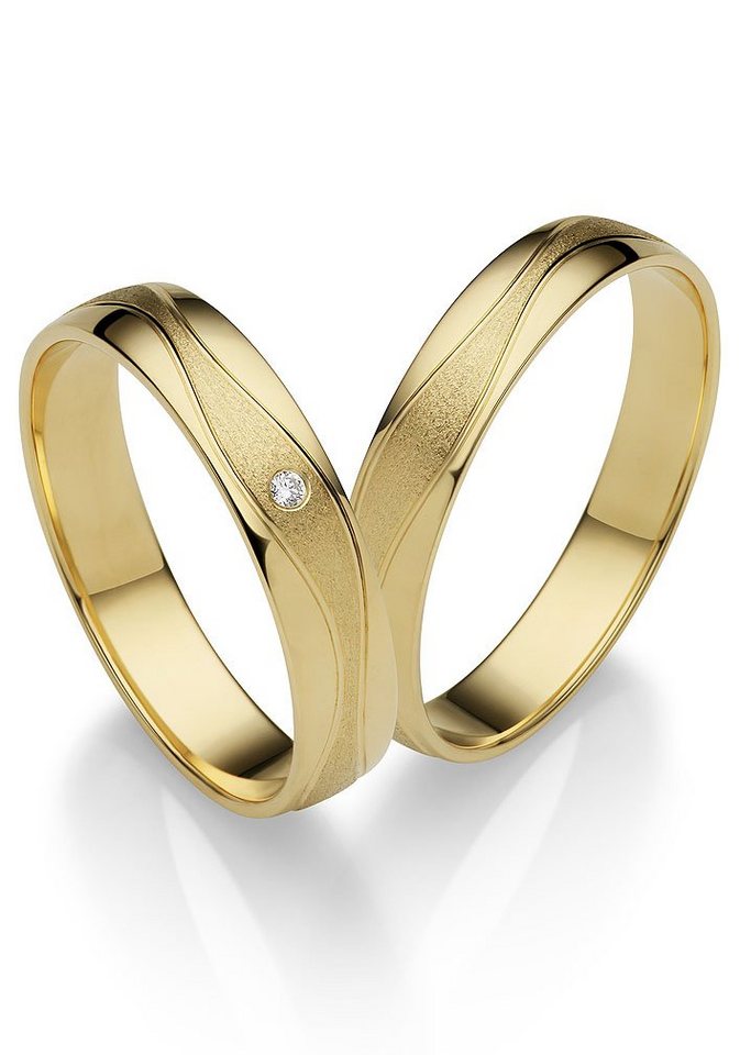 Firetti Trauring Schmuck Geschenk Gold 375 Hochzeit Ehering LIEBE", Made in Germany, wahlweise mit oder ohne Brillant" von Firetti