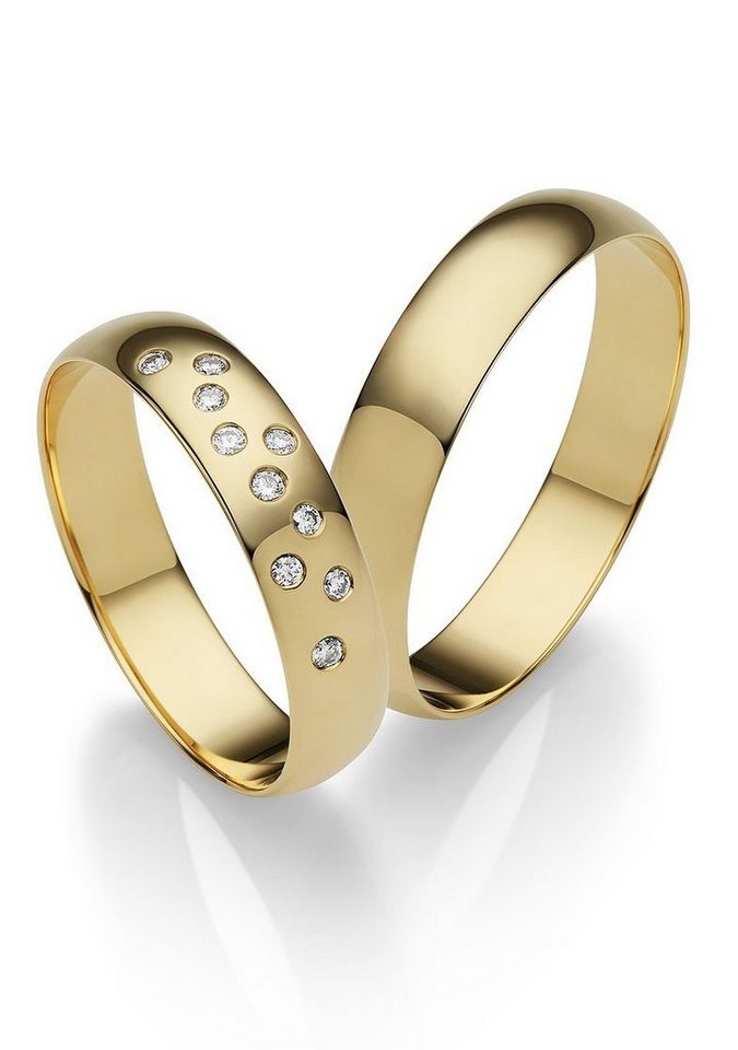 Firetti Trauring Schmuck Geschenk Gold 375 Hochzeit Ehering "LIEBE", Made in Germany, wahlweise mit oder ohne Brillanten von Firetti