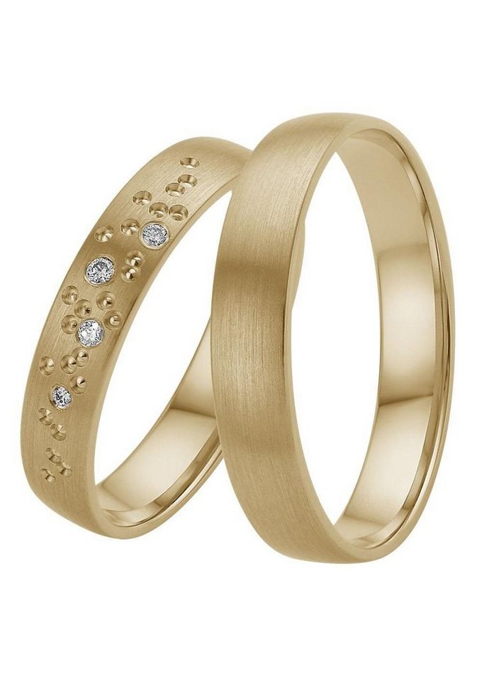 Firetti Trauring Schmuck Geschenk Gold 375 Hochzeit Ehering LIEBE" Sterne, Made in Germany, wahlweise mit oder ohne Brillanten" von Firetti