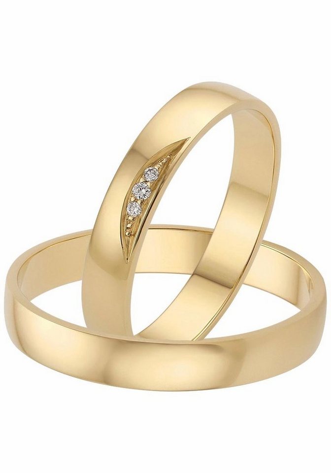 Firetti Trauring Schmuck Geschenk Gold 375 Hochzeit Ehering "LIEBE", Made in Germany, wahlweise mit oder ohne Brillanten von Firetti