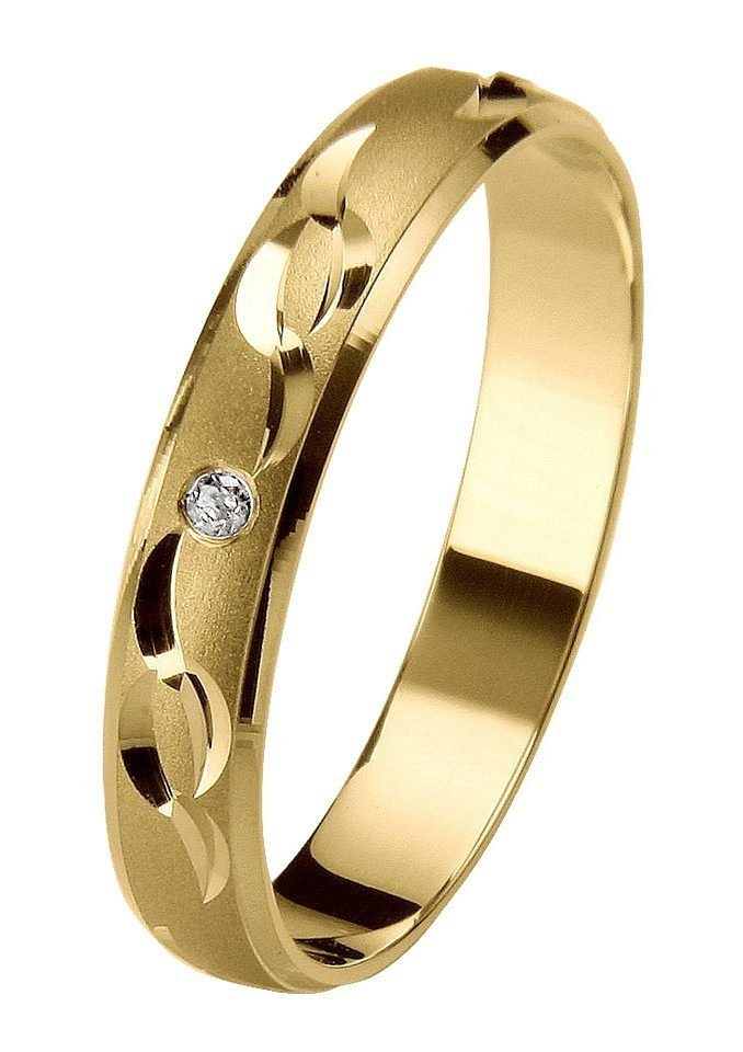 Firetti Trauring Schmuck Geschenk Gold 375 Hochzeit Ehering Trauring LIEBE", Made in Germany, wahlweise mit oder ohne Brillant" von Firetti