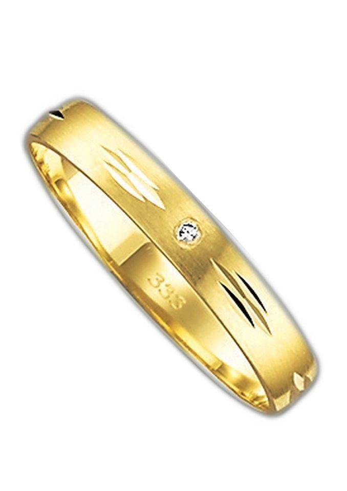 Firetti Trauring Schmuck Geschenk Gold 375 Hochzeit Ehering Trauring "LIEBE", Made in Germany, wahlweise mit oder ohne Brillant von Firetti