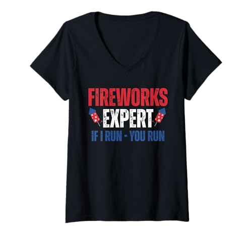 Damen Fireworks Expert If I Run You Run Funny 4th Of Juli Men T-Shirt mit V-Ausschnitt Damen Fireworks Expert If I Run You Run Funny 4th Of Juli Men T-Shirt mit V-Ausschnitt von Fireworks Expert If I Run You Run