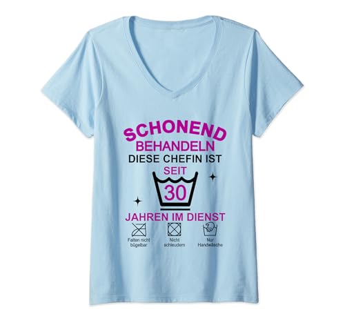 Damen Dienstjubiläum & Firmenjubiläum Chefin 30 Jähriges Jubiläum T-Shirt mit V-Ausschnitt von Firmenjubiläum Chefin Geschenk 30 Jahre Jubiläum
