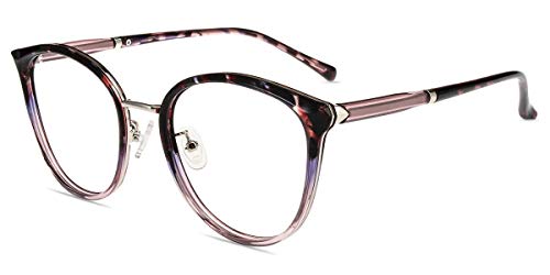 Firmoo Anti Blaulicht Brille ohne Sehstärke Damen Entspiegelt, Panto Computerbrille für Bildschirme Herren, Retro Nerdbrille ohne Stärke Blendfrei Runde Blaufilter Gläser Brille 129mm, Bunt von Firmoo