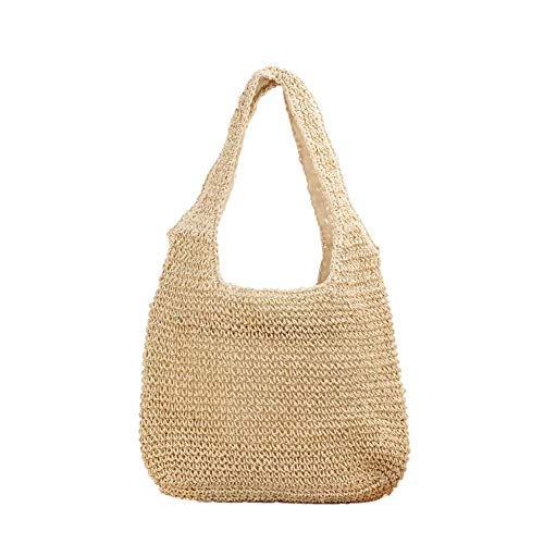 Ixkbiced Korbtaschen Damen Stroh Umhängetasche Mori EIN-Schulter-Strohsack Handgewebte Basttasche Korbtasche Sommer Strand Geldbörse Frauen Weben Handtasche für Arbeit Reise Outdoor von Ixkbiced