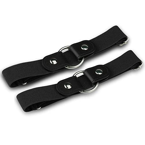 Firschoie 2 Stücke Schnallenfreier Verstellbarer Gürtel, Elastischer Gürtel für Damen oder Herren, Unsichtbarer elastischer Gürtel ohne Schnalle für Jeans Hosen, Kleider (Schwarz) von Firschoie