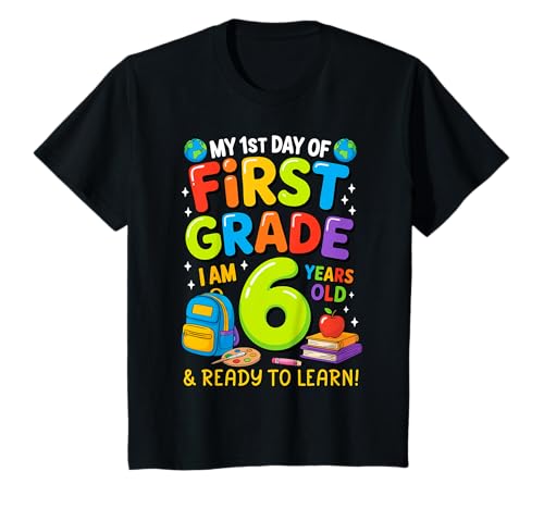 Erste 1. Klasse Erster Schultag Kinder Junge zurück zur Schule T-Shirt Erste 1. Klasse Erster Schultag Kinder Junge zurück zur Schule T-Shirt von First 1st Grade Back To School Kids Boys Girls