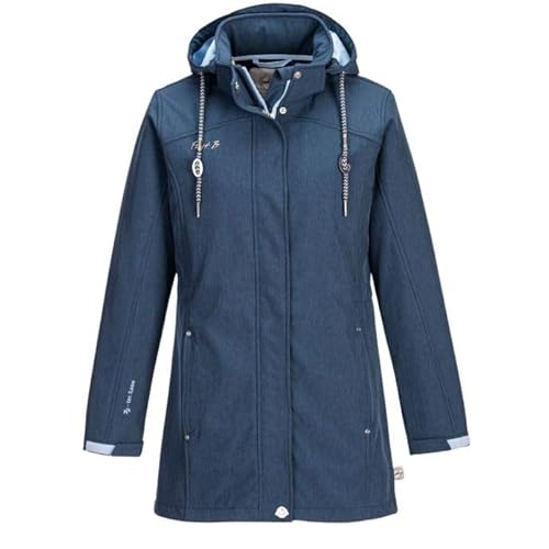 First B Damen Softshelljacke Anni, Funktionsjacke, winddicht, wasserfest, atmungsaktiv bluenights melange 40 von First B