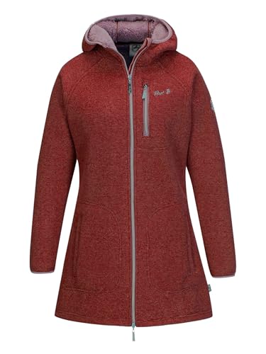 First B Damen Fleece Mantel Agneta, Strickfleece, gefüttert, weich & kuschelig bordeaux 40 von First B