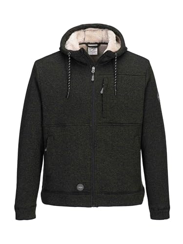 First B Herren Strickfleecejacke Clint, mit Fleece gefüttert, windabweisend, wasserabweisend, atmungsaktiv olive melange 3XL von First B